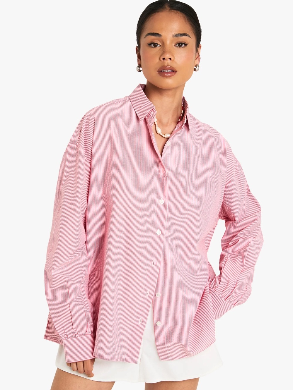 Pretty Little Thing Women’s Oversized Pink Striped Button Down